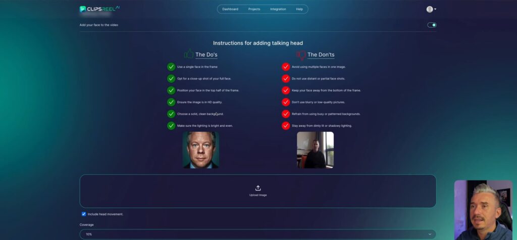 ClipsReel AI talking head