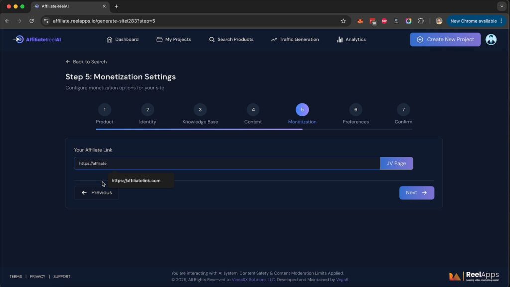 AFFILIATERELL AI SITE CREATION
