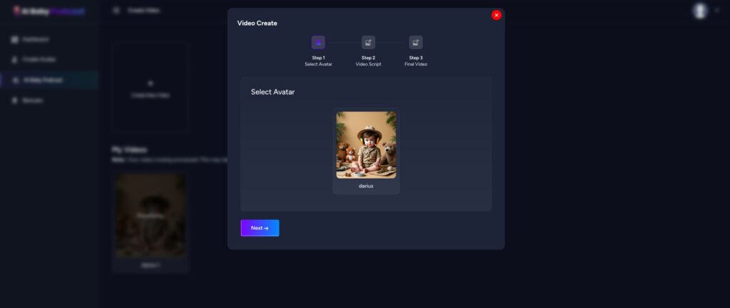 ai baby podcast video creation