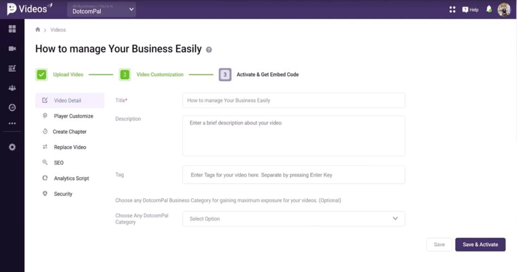 Videos by DotComPal customisation