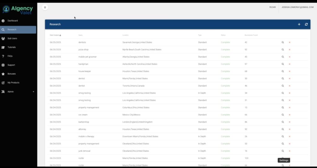 aigency valet dashboard